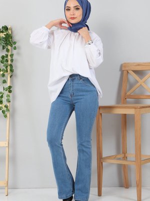Açık Kot İspanyol Paça Pantolon Açık Kot İspanyol Paça Pantolon