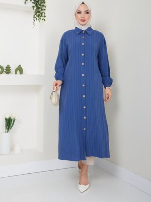 Mavi Yırtmaçlı Viskon Tunik Mavi Yırtmaçlı Viskon Tunik