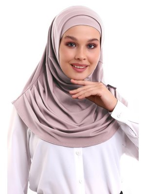 Yetişkin Boneli Hazır Pratik Eşarp Pudra