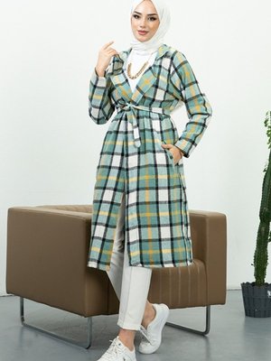 Elçin Çizgi Detaylı Çift Cepli Hırka Mint Elçin Çizgi Detaylı Çift Cepli Hırka Mint