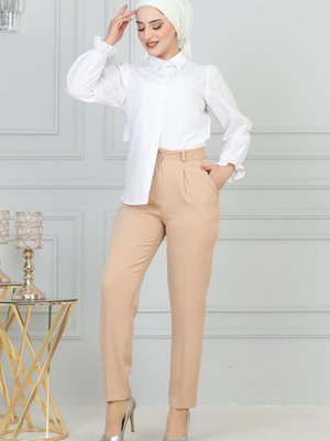 Bej Dar Paça Pantolon Bej Dar Paça Pantolon