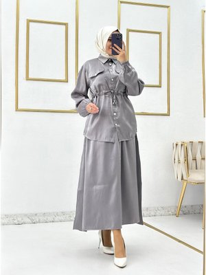 Saten Kumaş Cepli Etekli Takım Saten Kumaş Cepli Etekli Takım