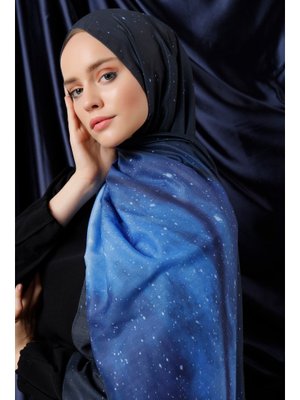 Lacivert Galaxy Desenli Şal