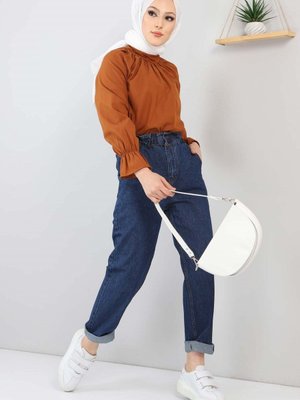 Koyu Kot Beli Lastikli Pantolon Koyu Kot Beli Lastikli Pantolon