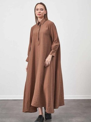 A Pile Ekstra Salaş Modal Elbise Kahve