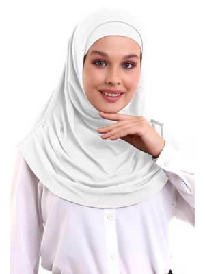 Yetişkin Boneli Hazır Pratik Eşarp Beyaz