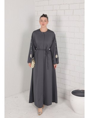 Antrasit Kolu İncili Abaya
