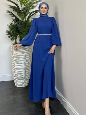 Jessica Balon Kol Abiye Elbise İndigo