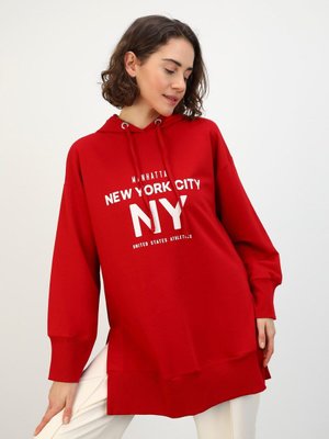 Slogan Baskılı Sweatshirt Kırmızı Slogan Baskılı Sweatshirt Kırmızı