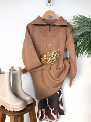 Vizon Yaka Fermuarlı Tunik