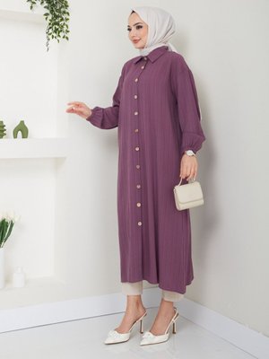 Mürdüm Yırtmaçlı Viskon Tunik Mürdüm Yırtmaçlı Viskon Tunik