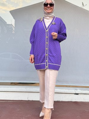 Triko Hırka Mor Triko Hırka Mor