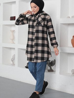 Ekose Desenli Kap Vizon