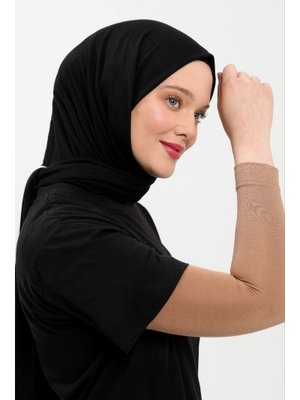 Düz Dikişsiz Pratik Likralı Penye Namaz Kolluğu Kahverengi