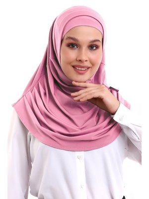 Neon Yetişkin Boneli Hazır Pratik Eşarp Pembe