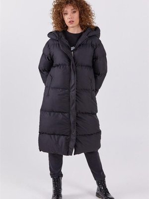 Kapüşonlu Şişme Siyah Mont