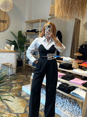 Lonas Beyaz Şeritli Pantolon