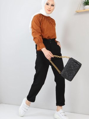 Siyah Beli Lastikli Kot Pantolon Siyah Beli Lastikli Kot Pantolon
