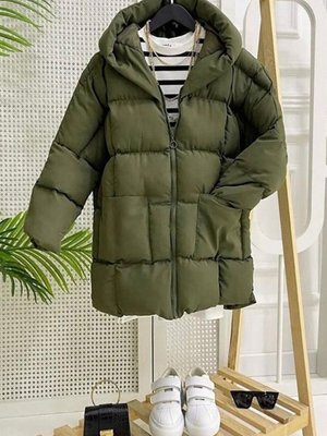 Haki Kapüşonlu Torba Cep Şişme Mont Haki Kapüşonlu Torba Cep Şişme Mont