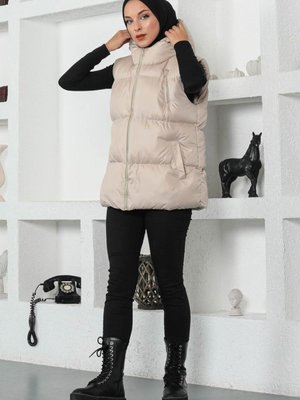 Bej Boyfriend Şişme Yelek