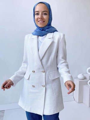 Tüvit Blazer Ceket Beyaz