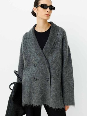 Düğme Detaylı Füme Hırka