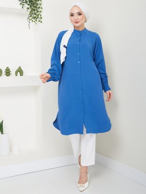 Mavi Ayrobin Nervürlü Tunik Mavi Ayrobin Nervürlü Tunik