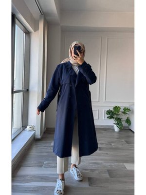 Kemerli Trençkot Astarlı