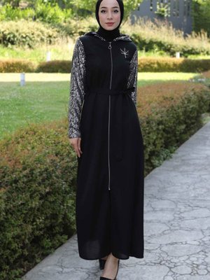 Gümüş Pulpayet Detaylı Ferace Gümüş Pulpayet Detaylı Ferace