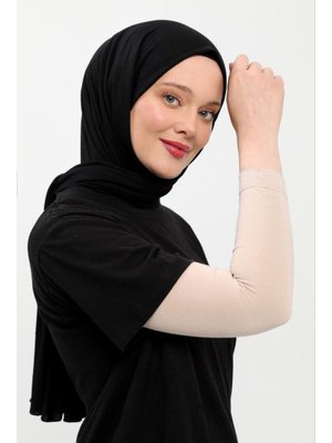 Düz Dikişsiz Pratik Likralı Penye Namaz Kolluğu Krem