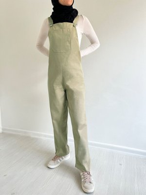 Ön Kanguru Cepli Rahat Kesim Açık Yeşil Tulum