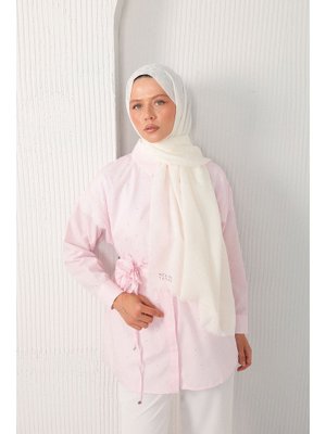 Ekru Sarmal Desenli Şal