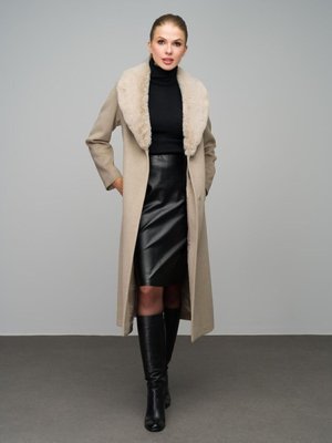 Yakası Çıkabilir Kürklü Çıt Kapamalı Ara Boy Kaban Taş