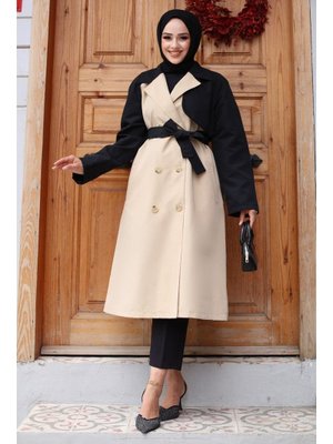 Bej Kolu Garnili Trençkot Bej Kolu Garnili Trençkot