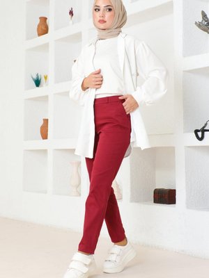 Kırmızı Dar Paça Pantolon Kırmızı Dar Paça Pantolon