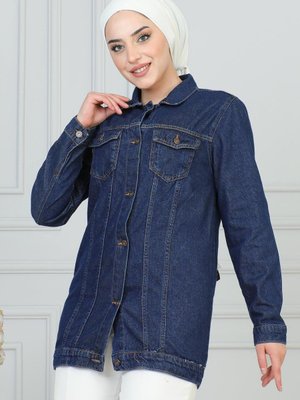 Koyu Kot Düğmeli Mavi Ceket Koyu Kot Düğmeli Mavi Ceket