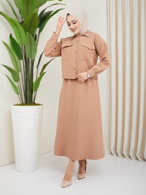 Double Krep Vizon Etekli Takım Double Krep Vizon Etekli Takım