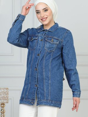 Açık Kot Düğmeli Mavi Ceket Açık Kot Düğmeli Mavi Ceket