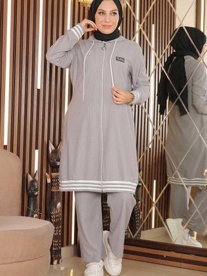 Gri Fermuarlı Ribanalı Takım Gri Fermuarlı Ribanalı Takım