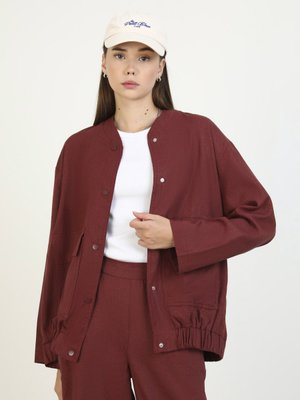 Kahverengi Keten Bomber Ceket