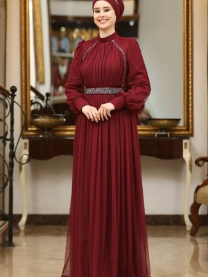 Efsane Abiye Elbise Bordo