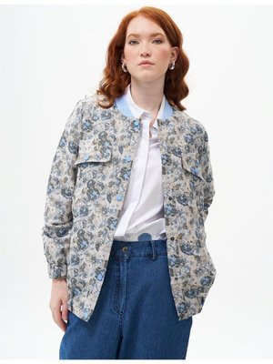 Soyut Desen Kapak Cepli Ceket Haki