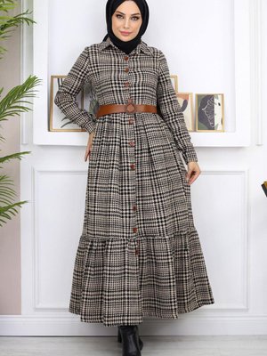 Taba Düğme Detaylı Şanel Elbise Taba Düğme Detaylı Şanel Elbise