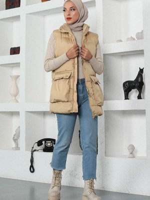 Krem Körüklü Şişme Yelek