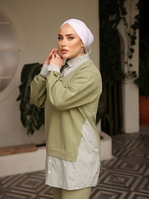 Eşofman İkili Takımı Oversize, Gömlek Yaka