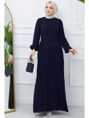 Lacivert Kemerli Piliseli Aerobin Elbise Lacivert Kemerli Piliseli Aerobin Elbise
