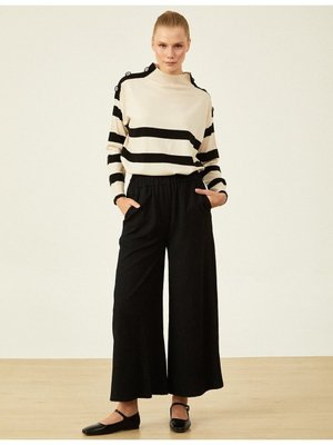 Geniş Paça Crinkle Pantolon Siyah