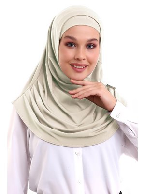 Yetişkin Boneli Hazır Pratik Eşarp Krem