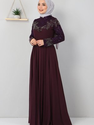 Mürdüm İncili Abiye Elbise