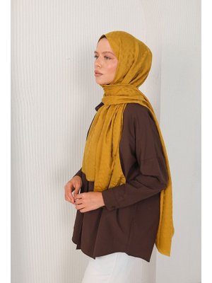 Yağ Yeşili Sarmal Desenli Şal